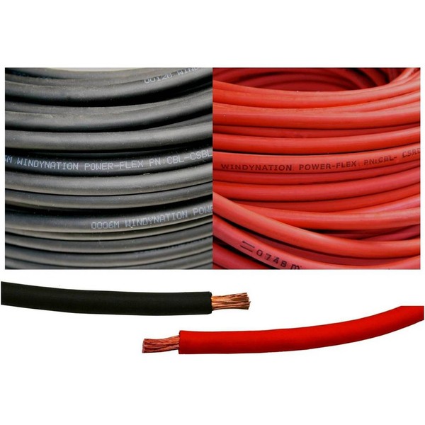 2/0 Gauge 2/0 AWG 5 Feet Black + 5 Feet Red Welding Battery Pure Copper Flexible Cable Wire - Car, Inverter, RV, Solar