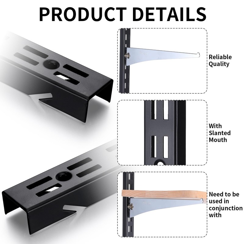 MorningRo 12 Pcs Shelf Rails Bracket Track 47.5 Inches Upright