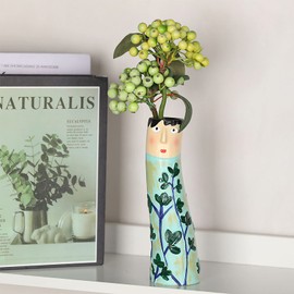 Spring Bud Vases, Bohemian Family Resin Vase Boho Cute Shelf Decor, Character Vase Flower Plant Holder Bathroom Decor for House Living Room Wedding Centerpieces