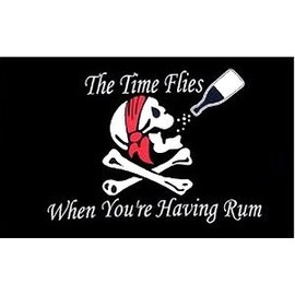 “Time Flies When You're Having Rum” Pirate Skull Flag