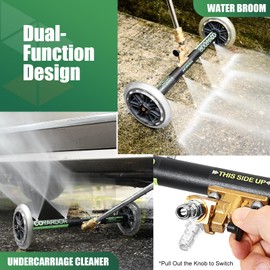 Coyardor Pressure Washer Undercarriage Cleaner, 4400 PSI, 16” Dual-Function Water Broom 1/4” Quick Connect with 12" Extension Wand