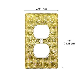 WIRESTER Citrine Gold Yellow Shiny Sparkle Bling Crystal Rhinestones Wall Plate Cover Duplex Outlet