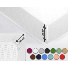 Sesto Senso Fitted Sheet 180 x 200 cm White for Topper Jersey Cotton