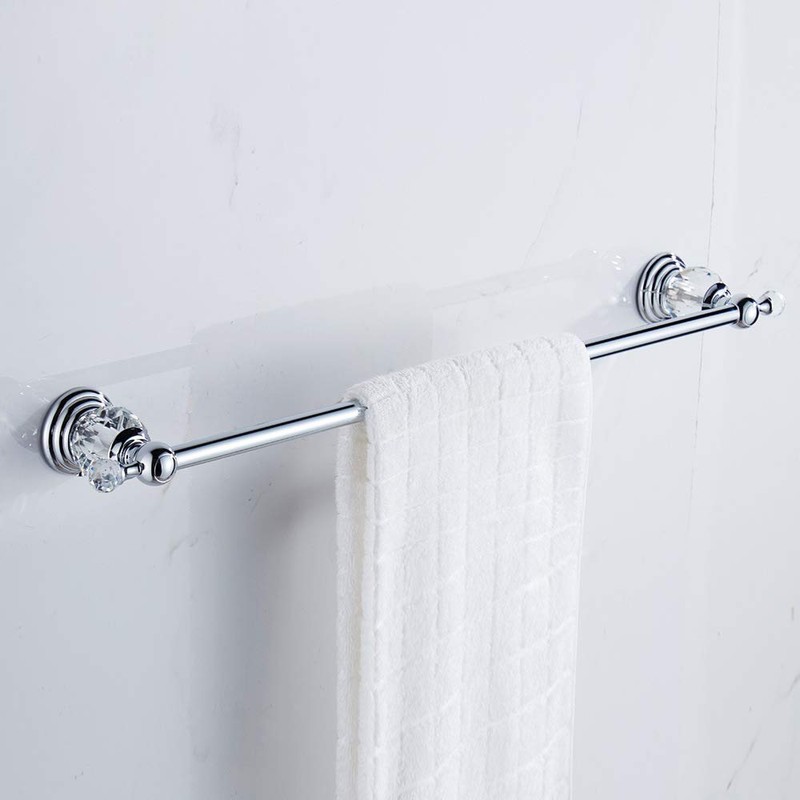 WNEBAHT Crystal Chrome Towel Bar, Silver Adjustable Bathroom Towel Holder