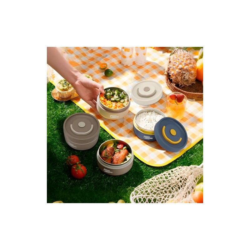 Contenedor de Almuerzo Aislado 420 ml 304 Caja Térmica Redonda