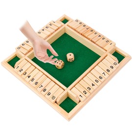 Shut The Box Game, Shut The Box Dice Game, Close The Box Dice Game, Shut The Box Game 4 Players, 2 Wooden Dice Shut The Box, 2-4 Players Family Wooden Board Table Maths, 4 Players Dice Game (Green)
