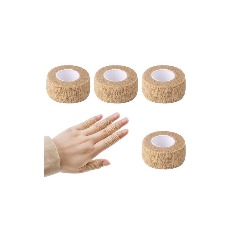 4Pcs Cohesive Finger Tape, 2.5cm x 4.5m Sport Latex Free