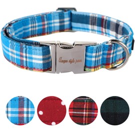 Unique style paws Dog Collar Pet Gift Adjustable Soft and Comfy Plaid Collars for Small Medium Large Dogs, Neck 10-16 inches