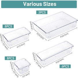 WOWBOX WOWBOX 25 PCS Clear Plastic Drawer Organizer Set, 4 Sizes Desk Drawer Divider Organizers and Storage Bins for Makeup, Jewelry, Gadgets for Kitchen, Bedroom, Bathroom, Office