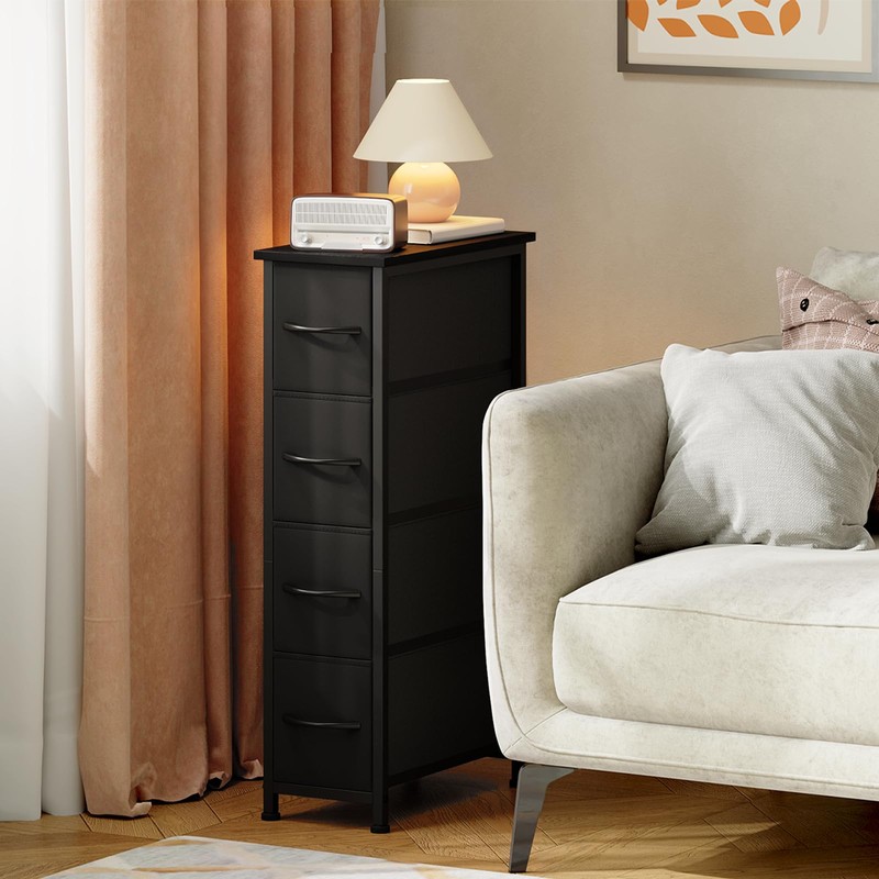 Somdot Narrow Dresser with 4 Drawers, Slim Storage Organizer Chest
