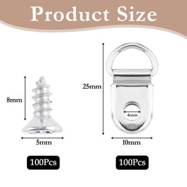 Picture Hanging Kit, 100 D Rings and Screws - Durable and Easy to Install - Perfect for Art Gallery Exhibitions, Home Wall Décor, and Office Use