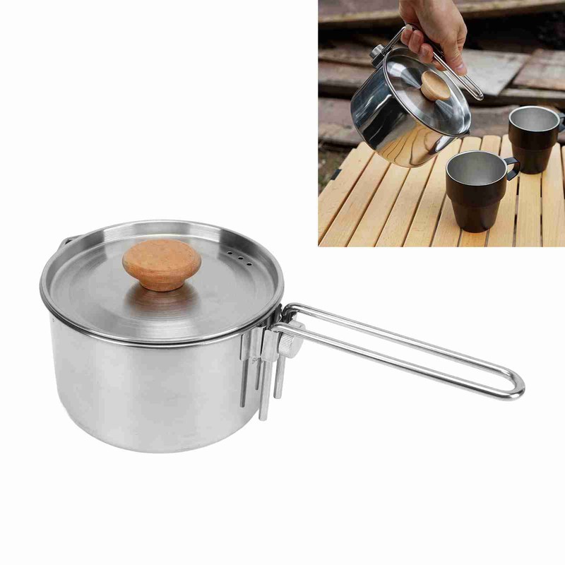 Camping Pot 304 Stainless Steel Portable Camping Kettle with Foldable