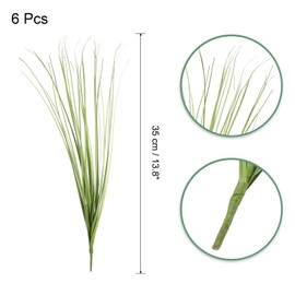 uxcell 6Pcs Artificial Grass Plants, 13.8" Plastic Fake Wheat Grass Greenery Shrubs Outdoor Artificial Shrubs Faux Bushes for Home Garden Front Decor, Green