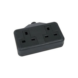 MSB47B 2 gang 13A rubber extension socket, Black