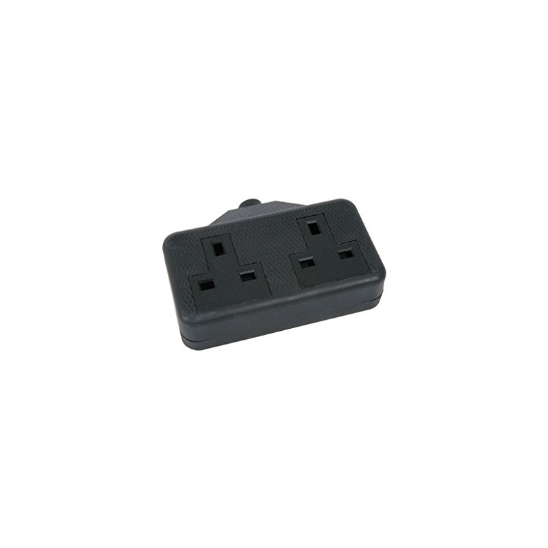 MSB47B 2 gang 13A rubber extension socket, Black