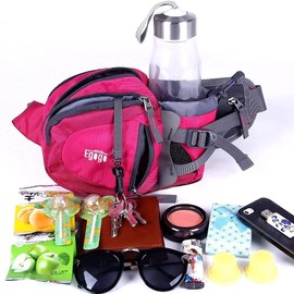 EGOGO Travel Sport Waist Pack Fanny Pack Bum Bag Hiking Bag with Water Bottle Holder S2209 (Rosy)