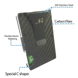 RFID Mens Wallet Carbon Fiber Card Holder with Money Clip Minimalist Aluminum Wallet for Men