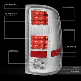 Auto Dynasty Full LED DRL Rear Tail Lights Brake Lamps Compatible with GMC Sierra 1500 2500HD 3500HD 07-14, Driver and Passenger Side, Chrome Housing Clear Lens