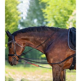 Waldhausen W-TRAINREIN Leather Triangle Reins: Riding Accessories, Lunging Accessories, Flexible Ties for Horse Training, Riding Aid and Horse Gymnastics, WB, Black