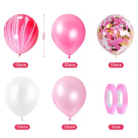 Balloons Pink, Pink and White Balloons Pack of 60 Balloons Wedding Balloons with Confetti for Birthday Decoration Girls, Party Decoration, Baby Shower, Christening Girls