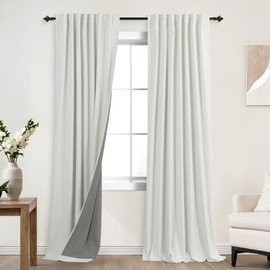 KOUFALL Ivory Black Out Curtains 84 Inches Long for Bedroom,Linen Blackout Cortinas para Cuarto Bloqueador de Luz Farmhouse Living Room Window Curtain Drapes 84 Inch Length 2 Panels Set