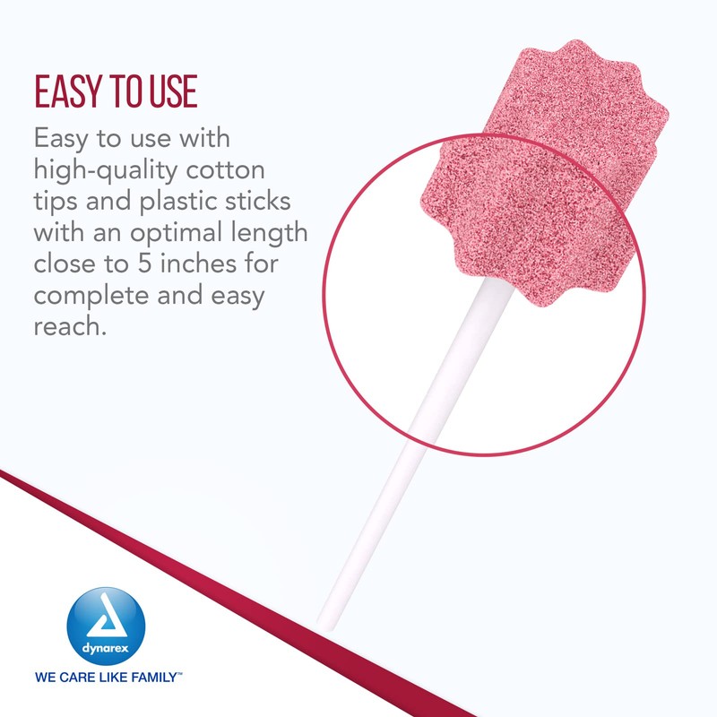 Dynarex Dentifrice-Flavored Swabsticks, Pleasant Tasting Cotton Swabs that Gently Soothe