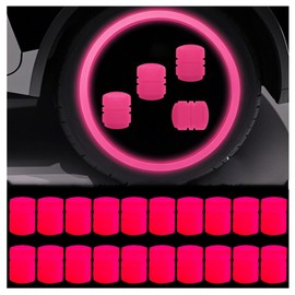 Tire air caps, Glowing tire Valve caps, Universal tire caps for Cars Trucks Motorcycles SUVs and Bikes Glow in The Dark Valve stem caps (Pink-20PCS)