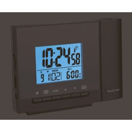 TFA Dostmann Funk-Projektionswecker, 60.5013.01, Projektion von Uhrzeit/Temperatur, zwei Alarmzeiten, Ladefunktion für Mobilgeräte, schwarz, (L) 126 x (B) 53 x (H) 93mm