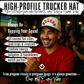 Funky Junque Retro Boston Hat – Baseball Cap with Upside Down City Arched Embroidery – Unisex Adjustable Snapback for Game Day, Streetwear – Boston (Navy/Beige)