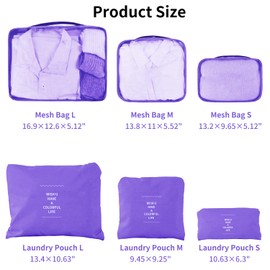 jealkip 6 Set Compression Packing Cubes For Travel,Lightweight Travel Essentials,Luggage Organizers for Suitcase,Travel Accessories Bags for Clothes,Shoes,Electronics,Cosmetics Toiletries (Violet)