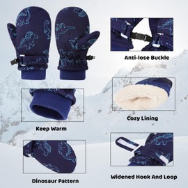 ENBAOHUI Baby Waterproof Mittens Threaded waterproof Mitten Fleece Lined Glove Kids Snow Ski Mitten for Boys Girls 6Months-5T