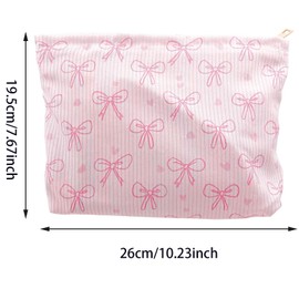 Makeup Bag Large Capacity Elegant Bow Cosmetic Bag Cute Makeup Bag Portable Toiletry Bag Makeup Organizer Pouch for Women Girls Travel Storage Accessories