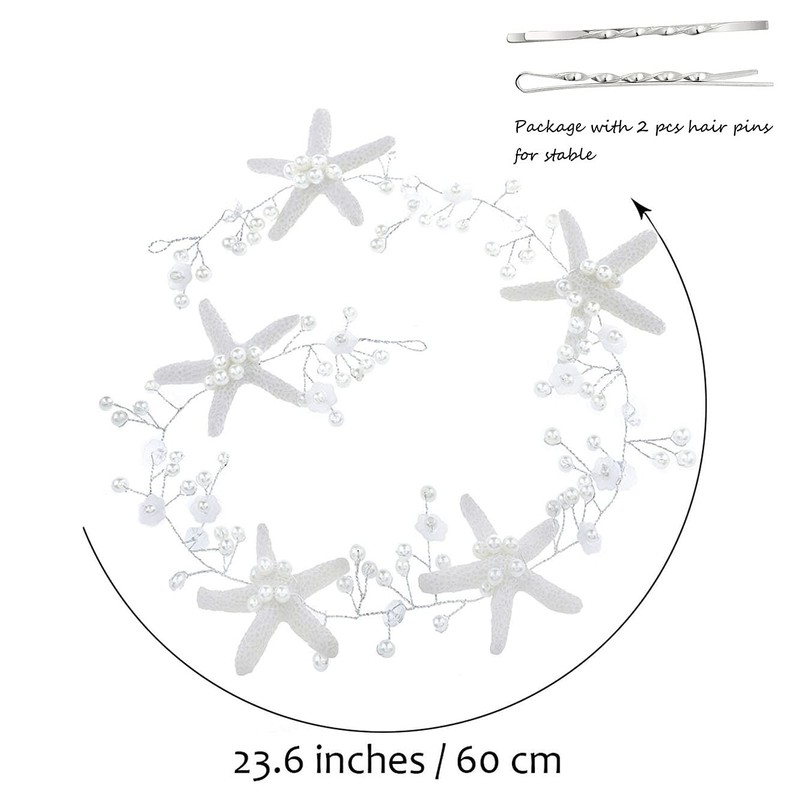 Unicra Diadema de novia con diseño de estrella de mar,
