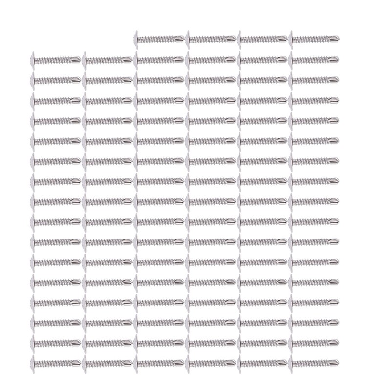 100Pcs Self Drilling Screw M4.2x25 Round Washer Stainless Steel Fastener
