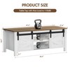 YESHOMY Coffee Table with Sliding Barn Doors & Storage, Wooden