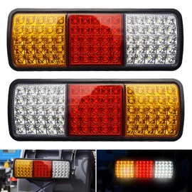 Auovo 75 LED Truck Tail Lights DC12V Amber Red White Turn Signal Running Brake Reverse Trailer Taillight Bar Waterproof Lamps Fits Truck RV Camper Snowmobile Pickup Vans (2 PCS)