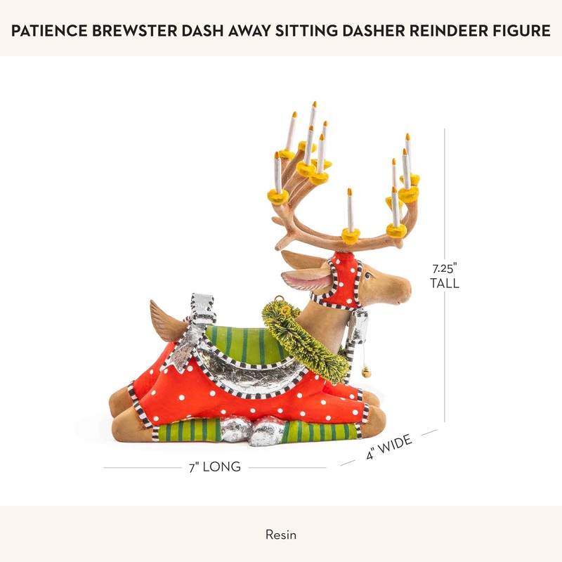 MACKENZIE-CHILDS Patience Brewster Dash Away Sitting Dasher Reindeer Figure