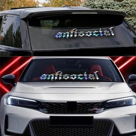 Antisocial Decal Sticker Windshield Banner for Front or Back Car Truck or SUV JDM KDM Domestic Import Boost Diesel Style #A (45" Length)