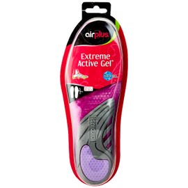 Airplus Women's Extreme Active Gel Insoles, Heel & Arch Support, Superior Comfort & Stability, Grey, Medium