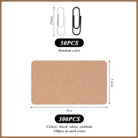 300 Pieces of Blank Cardboard and 50 Pieces of Paper Clips, DIY Card Materials, Can Be Used to Make Business Cards, Message Cards, Study Cards, Greeting Cards, Etc.