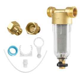 Water Filter with Precise 100-110μm, Pre-Filter for Domestic Water Hose Connection, 1 Inch Sediment Water Filter, Flushable Fine Filter, Reusable Replacement Filter