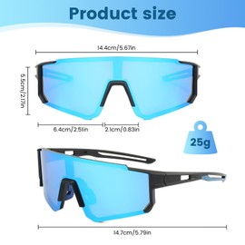 HSMHLYYB Sports Sunglasses, Polarised Cycling Glasses, Men Women Cycling Glasses, Quick Glasses, UV400 Protection Sunglasses, Cycling Glasses, Mirrored Sports Glasses for Cycling, Skiing, Fishing
