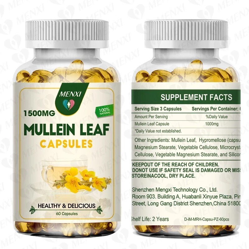 3 Bottles Mullein Leaf Capsules Lung Cleanse Detox Herbal Dietary
