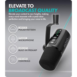 Movo UM6 Dynamic Podcast Microphone with Built-in GainCast Preamp - XLR and USB C Outputs - Studio Mic for Gaming, Podcasting, Streaming, Vocals, Computers, and Content Creation