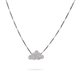 Opal Cloud necklace Cute Fire Opal Little Girl Blue Cloud Charm Sky Weather Necklace 925 Sterling Silver Chain