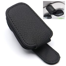 LUYING Car Storage, Sunglasses Holder, Car Eyeglass Holder, Protects Glasses, Leather Style, Easy Installation, Includes Sun Visor Accessories, Black