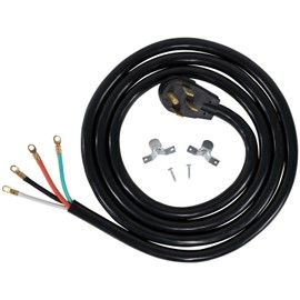 Certified Appliance Accessories 50-Amp Appliance Power Cord, 4 Prong Range Cord, 4 Wires with Eyelet Connectors, 10 Feet, Copper Wire