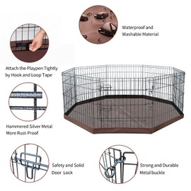 NEZUC Foldable Metal Dog Exercise Playpen Gate Fence Dog Crate 8 Panels 36 Inch Height Puppy Kennels with Bottom Pad for Animals Outdoor Indoor (with Bottom pad, 8 Panels 36" H)
