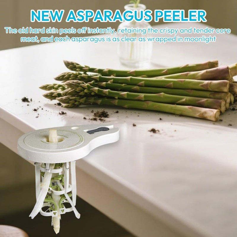 Spargelschäler mit 6 Präzisionsklingen,Spargelschäler Hobel,Gemüse Asparagus Peeler Spargelschälmaschine,Schraubzwinge & Stößel,