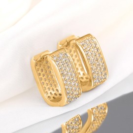 WATEFOER Cubic Zirconia Hoop Earrings 925 Sterling Silver Earrings for Women Hypoallergenic Thick Huggie Hoop Earrings Fashion Jewellery Gifts for Wedding, Unit size, Cubic Zirconia, No Gemstone